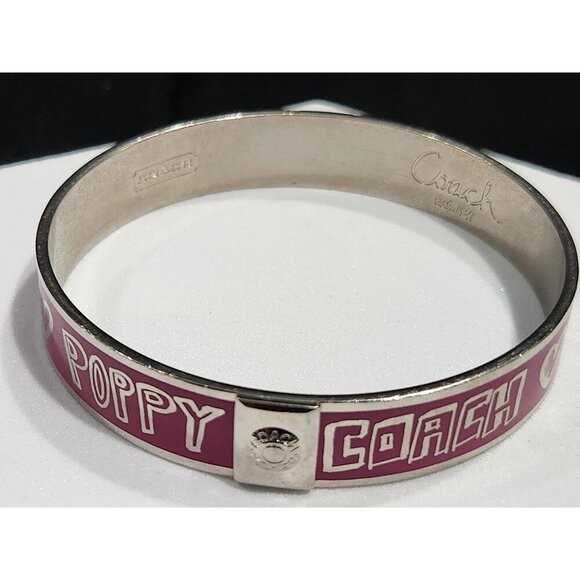 Coach Poppy Pink & Silver Bangle Bracelet Limited Edition - Picture 3 of 6